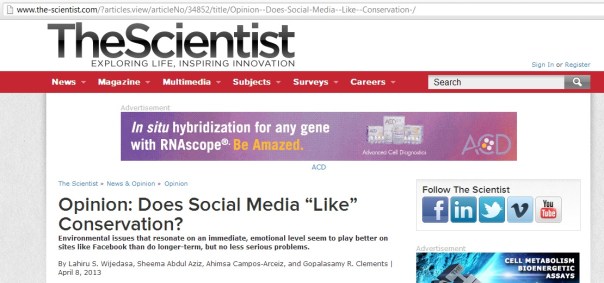 Does Social Media 'Like' Conservation?